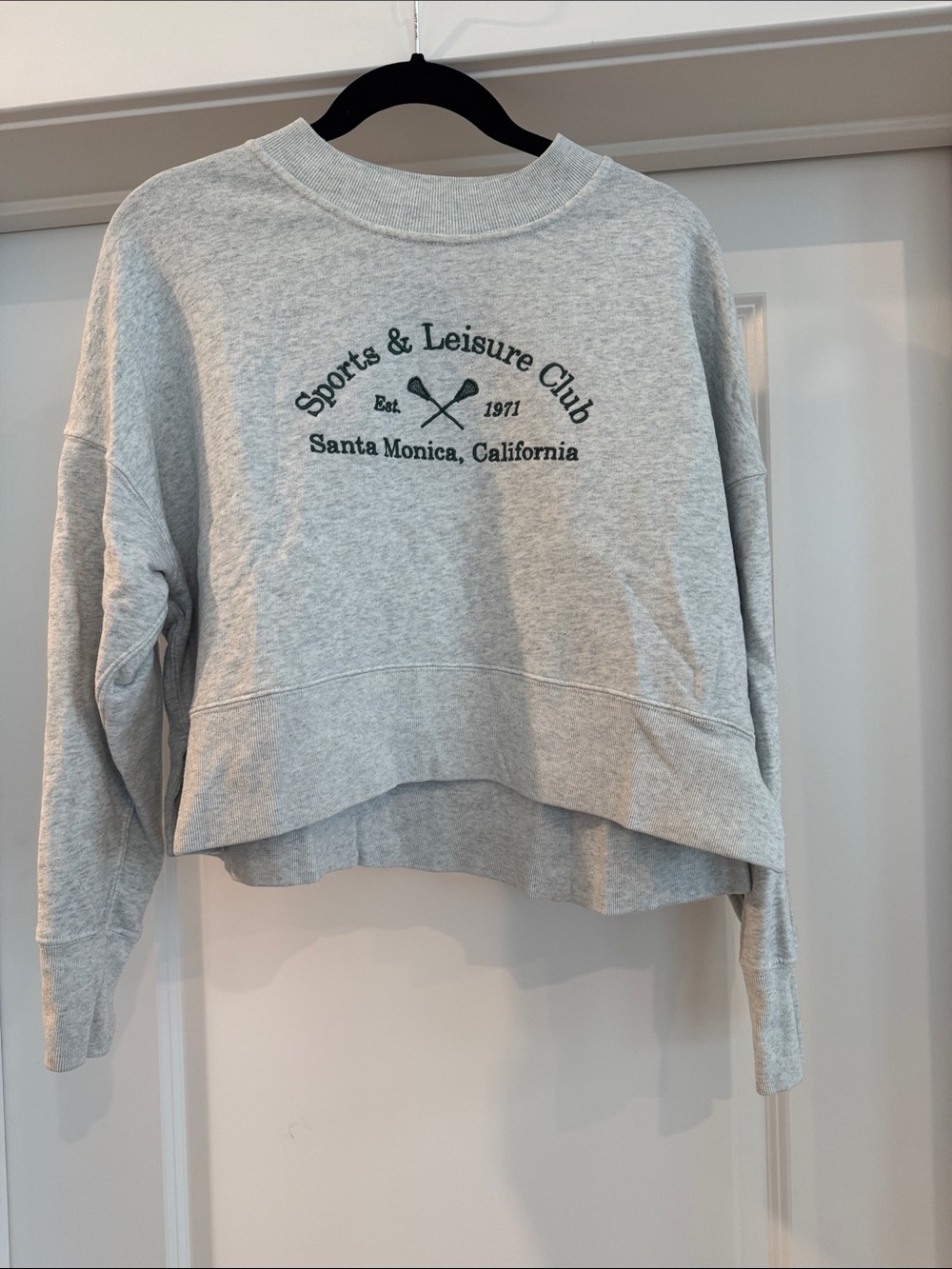 Abercrombie & Fitch Grey 'Sports & Leisure Club' Cropped Sweatshirt